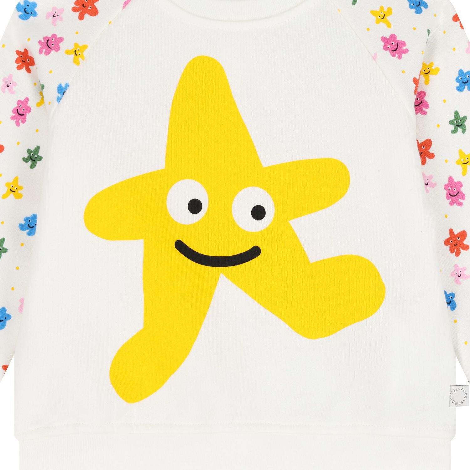 Younger Girls White Star Sweatshirt, 1, hi-res