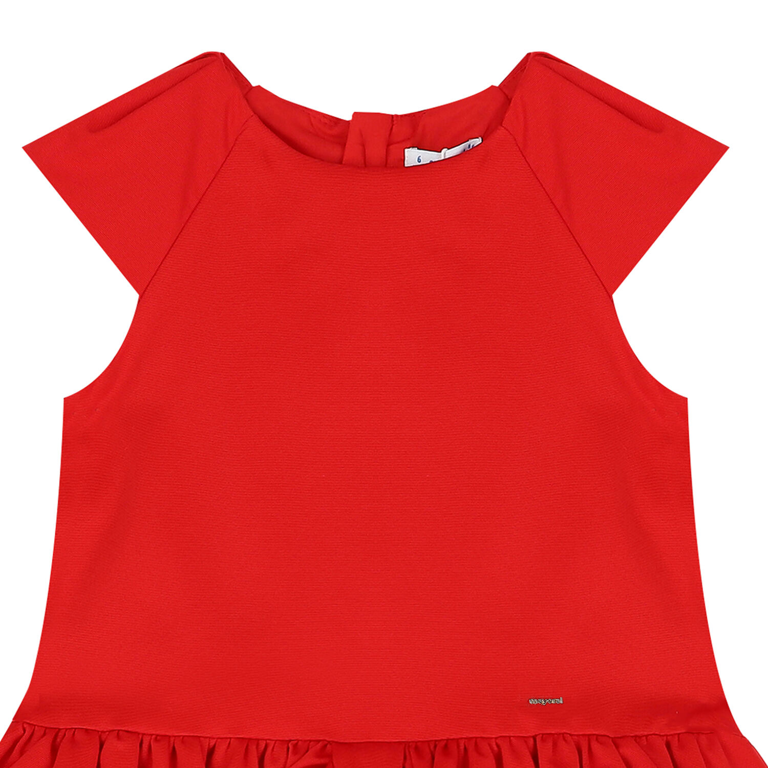 Girls Red Ruffle Bow Dress, 1, hi-res