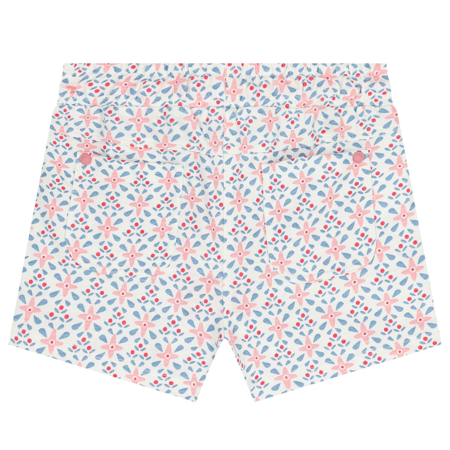 Girls White Floral Shorts, 1, hi-res