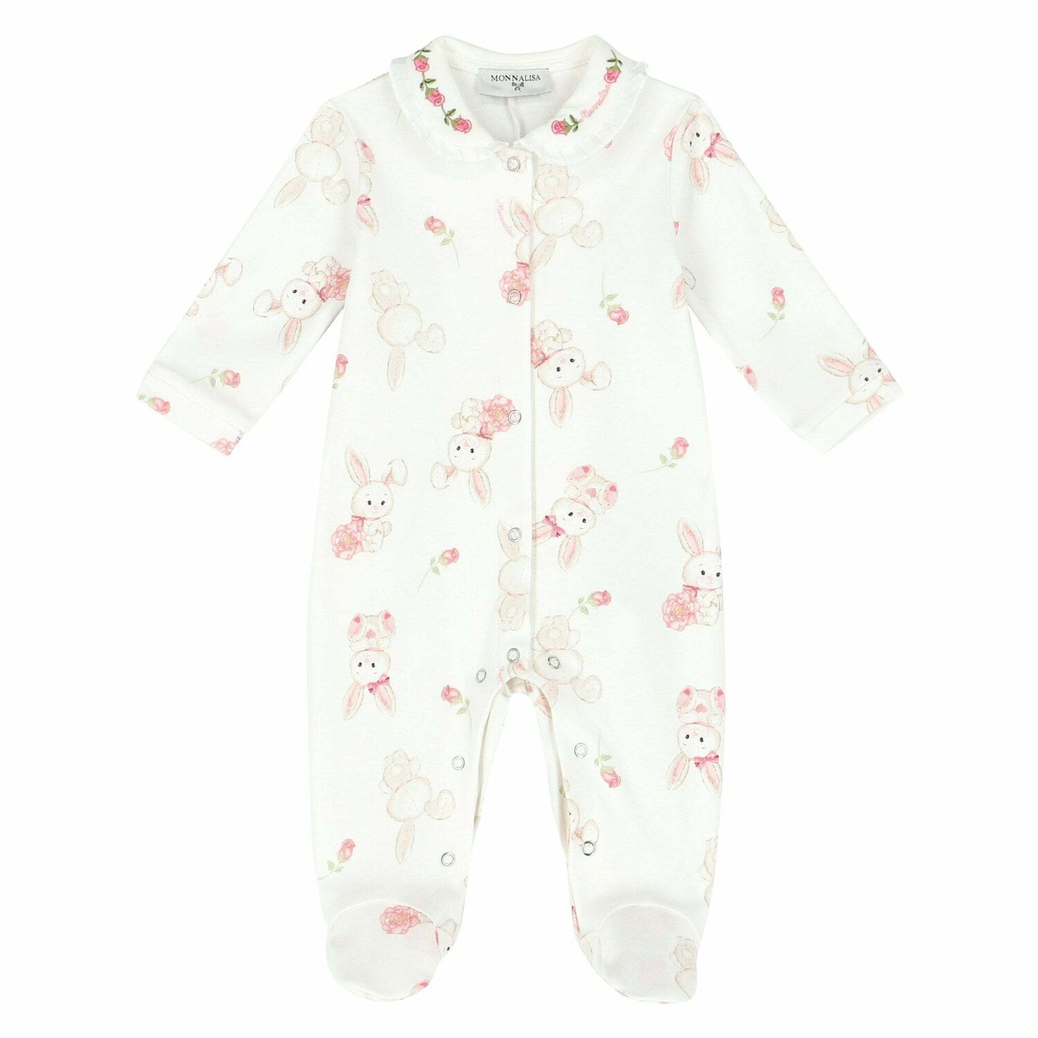 Baby Girls White Printed Babygrow, 1, hi-res