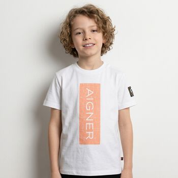 Younger Boys White Logo T-Shirt