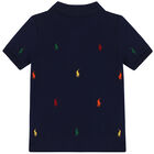 Boys Navy Logo Polo Shirt, 1, hi-res