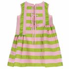 Girls Pink & Green Stripe Dress, 1, hi-res