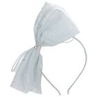 Girls Blue Organza Sequinned Bow Headband, 1, hi-res