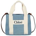 Girls Blue Logo Denim Handbag, 2, hi-res