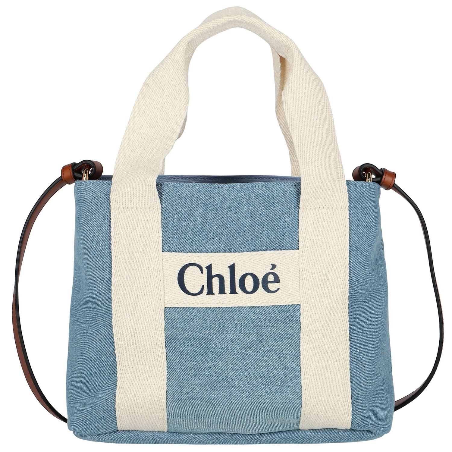 Girls Blue Logo Denim Handbag, 2, hi-res
