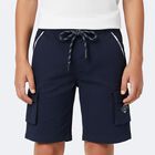 Boys Navy Blue Logo Shorts, 1, hi-res