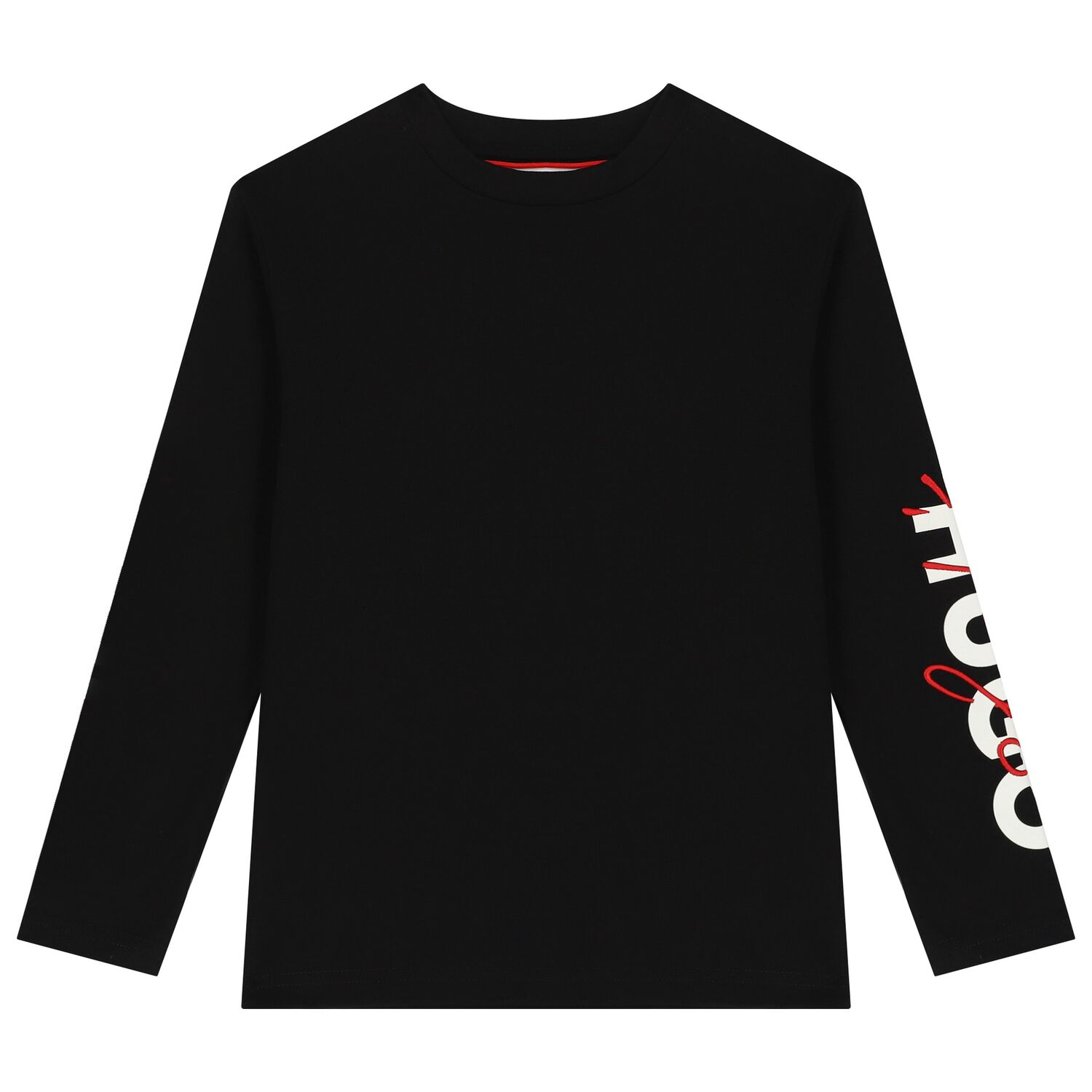 Boys Black Logo Long Sleeve Top, 2, hi-res