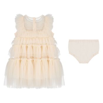 Baby Girls Ivory Tiered Tulle Dress Set