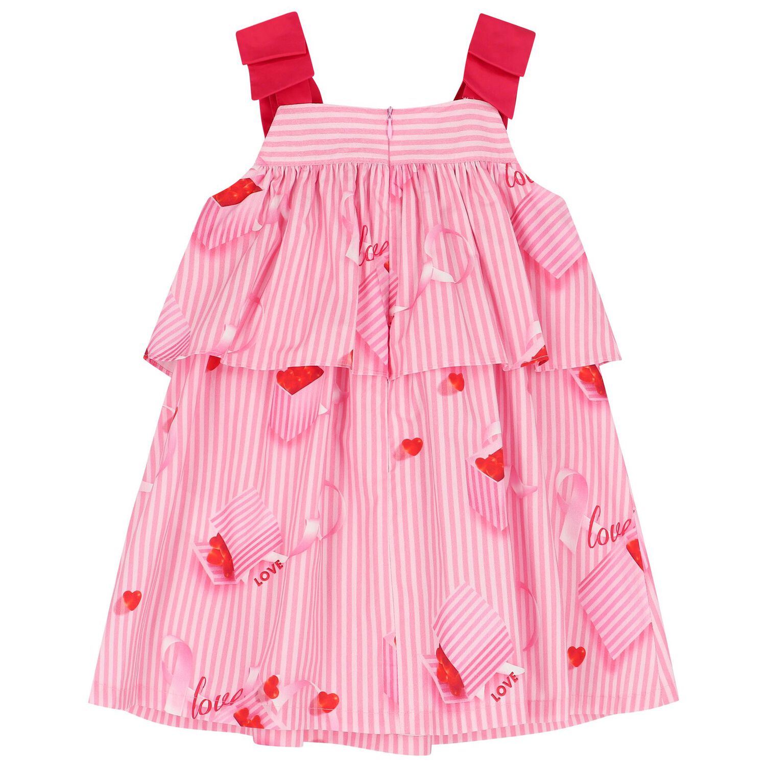 Girls Pink Striped Dress, 1, hi-res