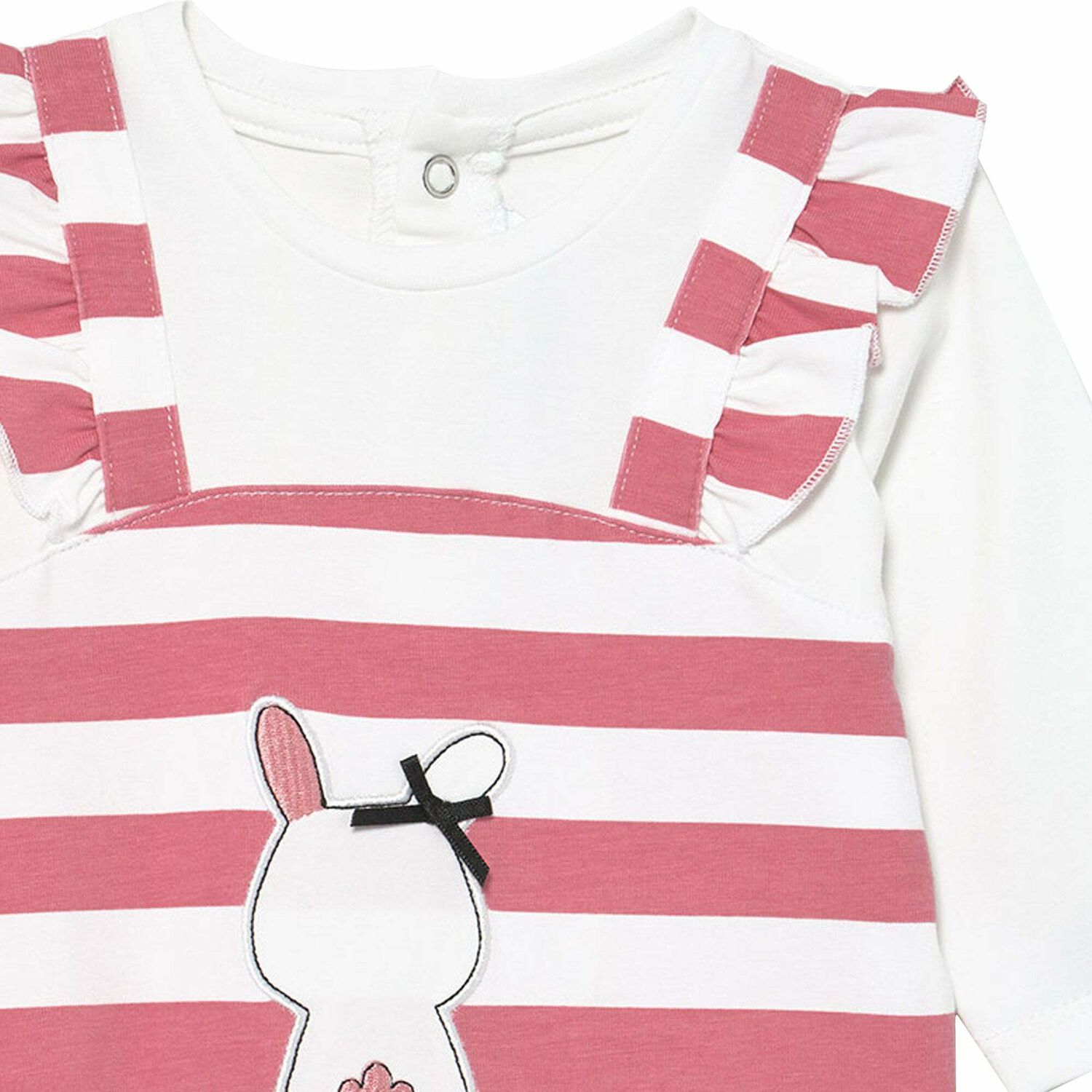 Girls Pink & White Cotton Babygrows (2 Pack), 1, hi-res