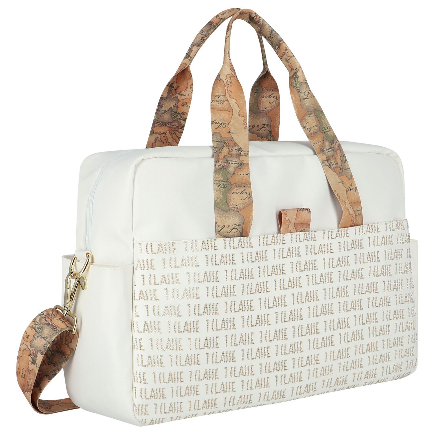 White & Gold Logo Baby Changing Bag, 2, hi-res