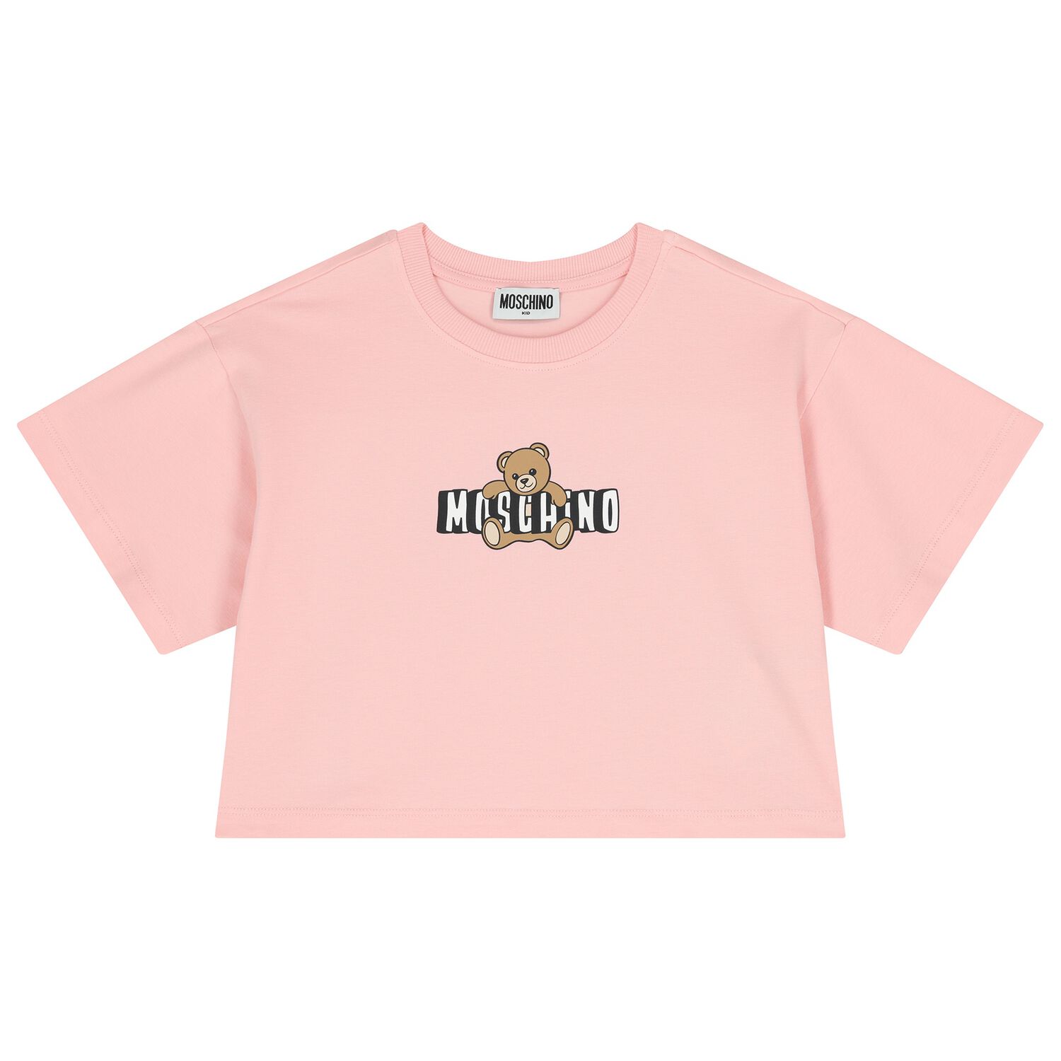 Girls Pink Teddy Bear Logo T-Shirt, 2, hi-res