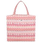 Girls Pink & White Logo Zig Zag Tote Bag, 1, hi-res