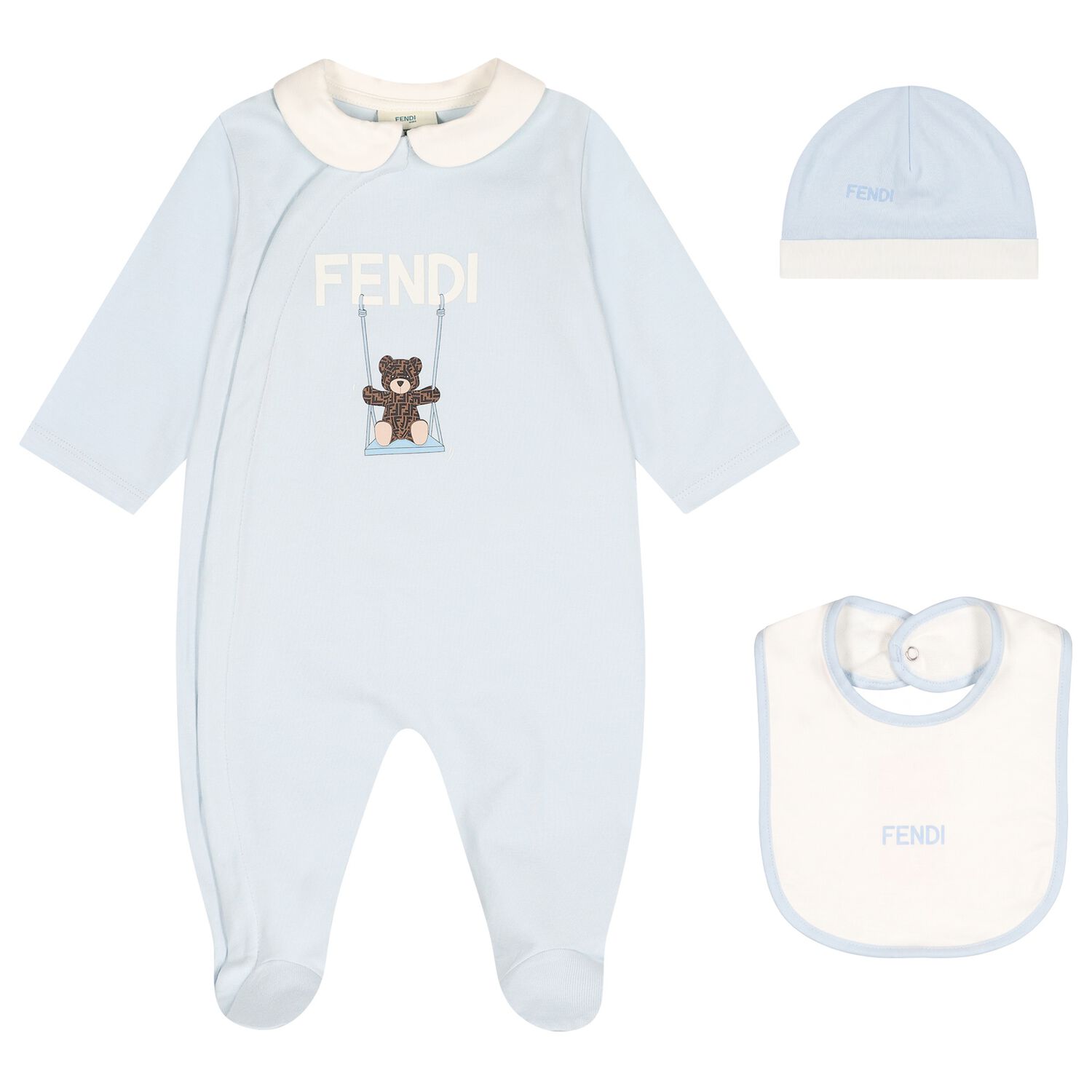 Baby Boys Blue & White Logo Babygrow Gift Set, 3, hi-res