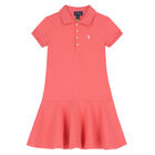 Girls Pink Logo Polo Dress, 1, hi-res
