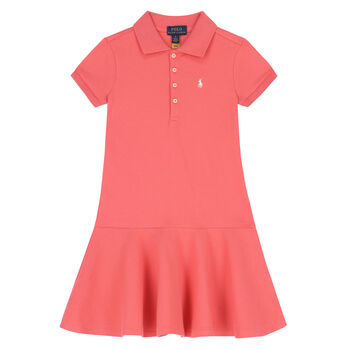 Girls Pink Logo Polo Dress