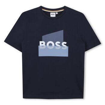 Boys Mini Me Blue Logo T-Shirt