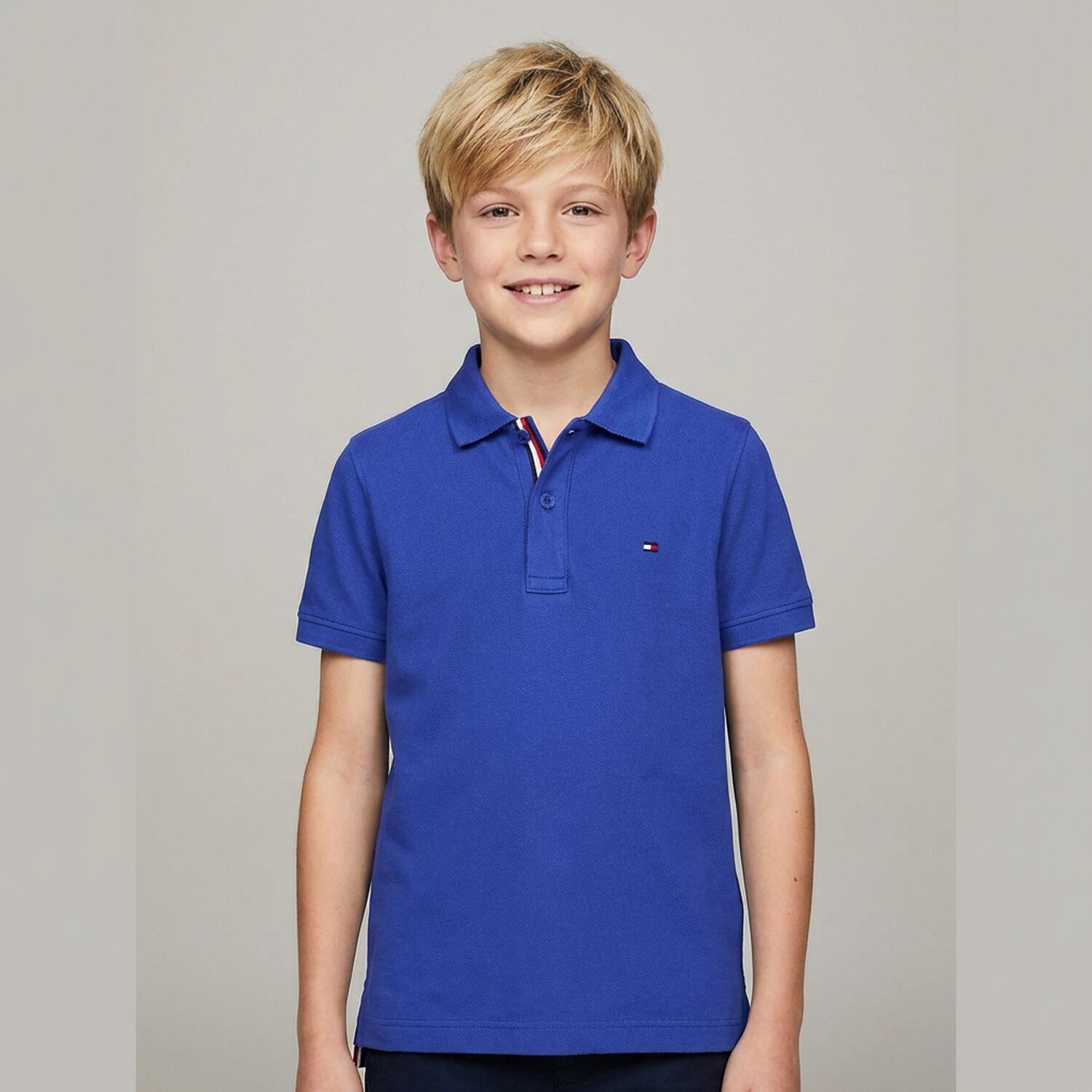 Boys Blue Logo Polo Shirt, 2, hi-res