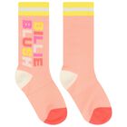 Girls Pink Logo Socks , 1, hi-res