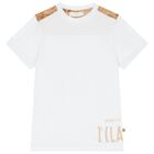 Boys White & Beige Geo Map Shorts Set, 1, hi-res