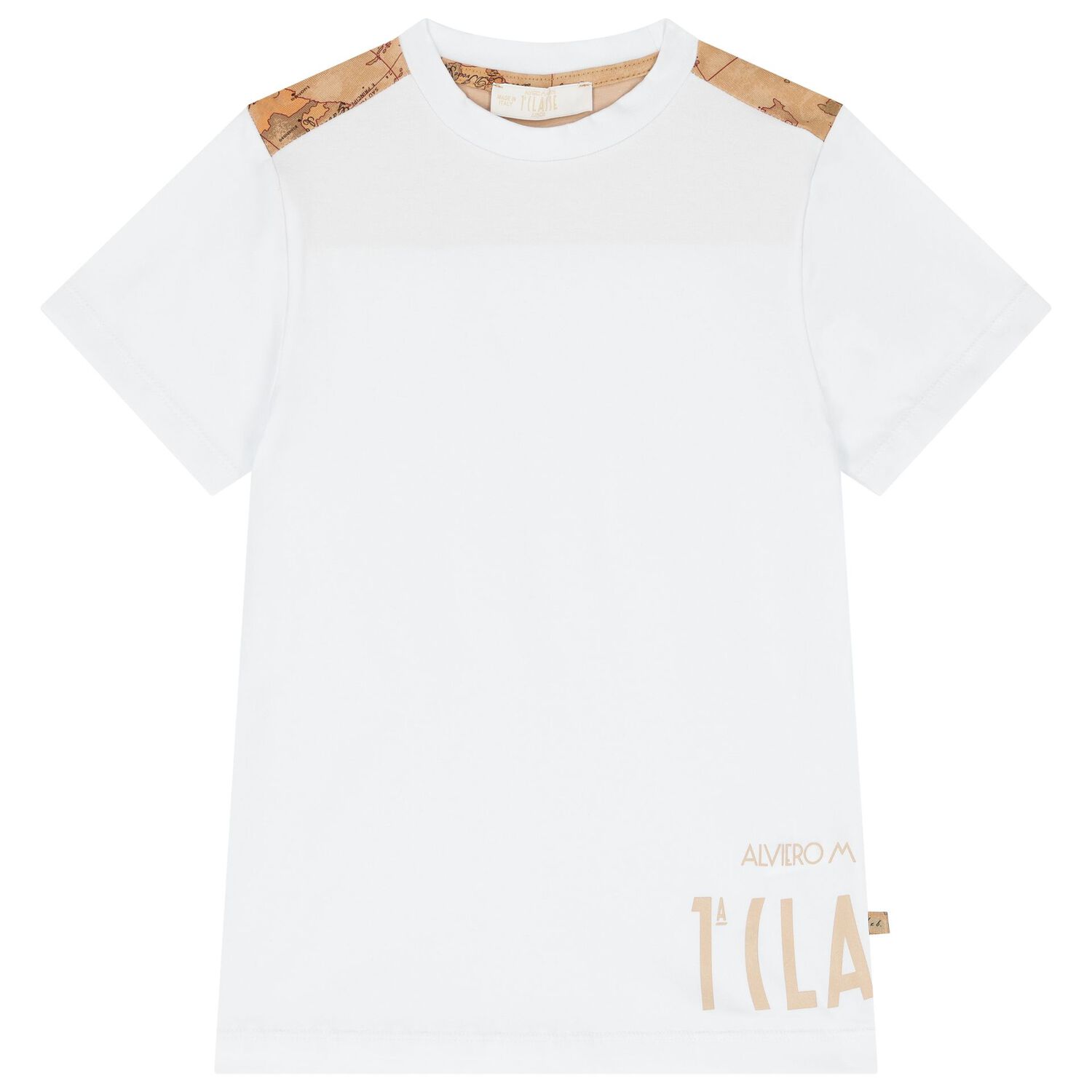 Boys White & Beige Geo Map Shorts Set, 1, hi-res image number null