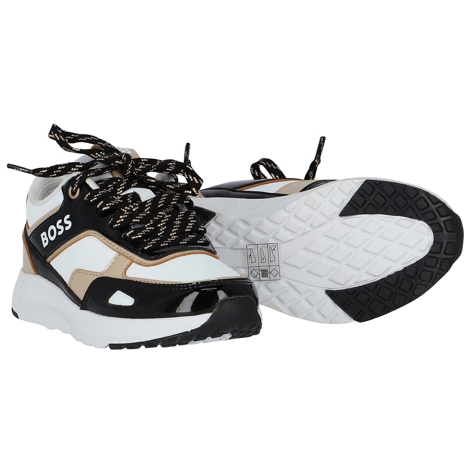 Girls Black & White Logo Trainers, 1, hi-res image number null