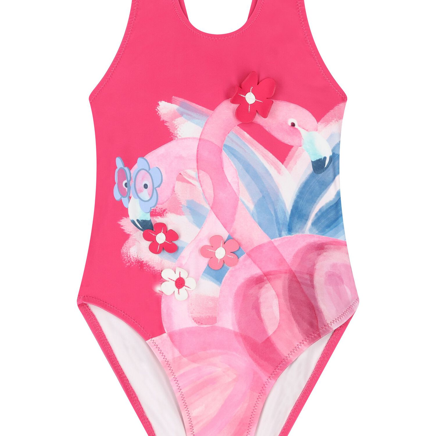 Girls Pink Flamingos Swimsuit, 2, hi-res image number null