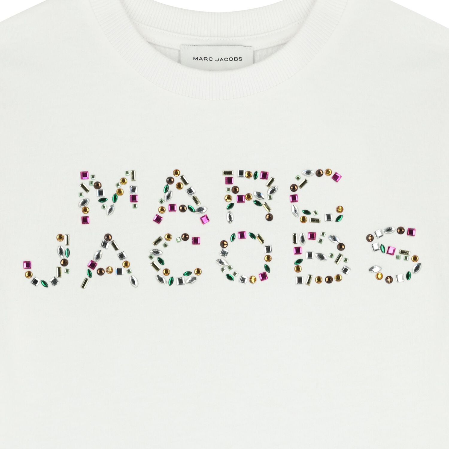 Girls White Logo Rhinestone T-Shirt, 1, hi-res
