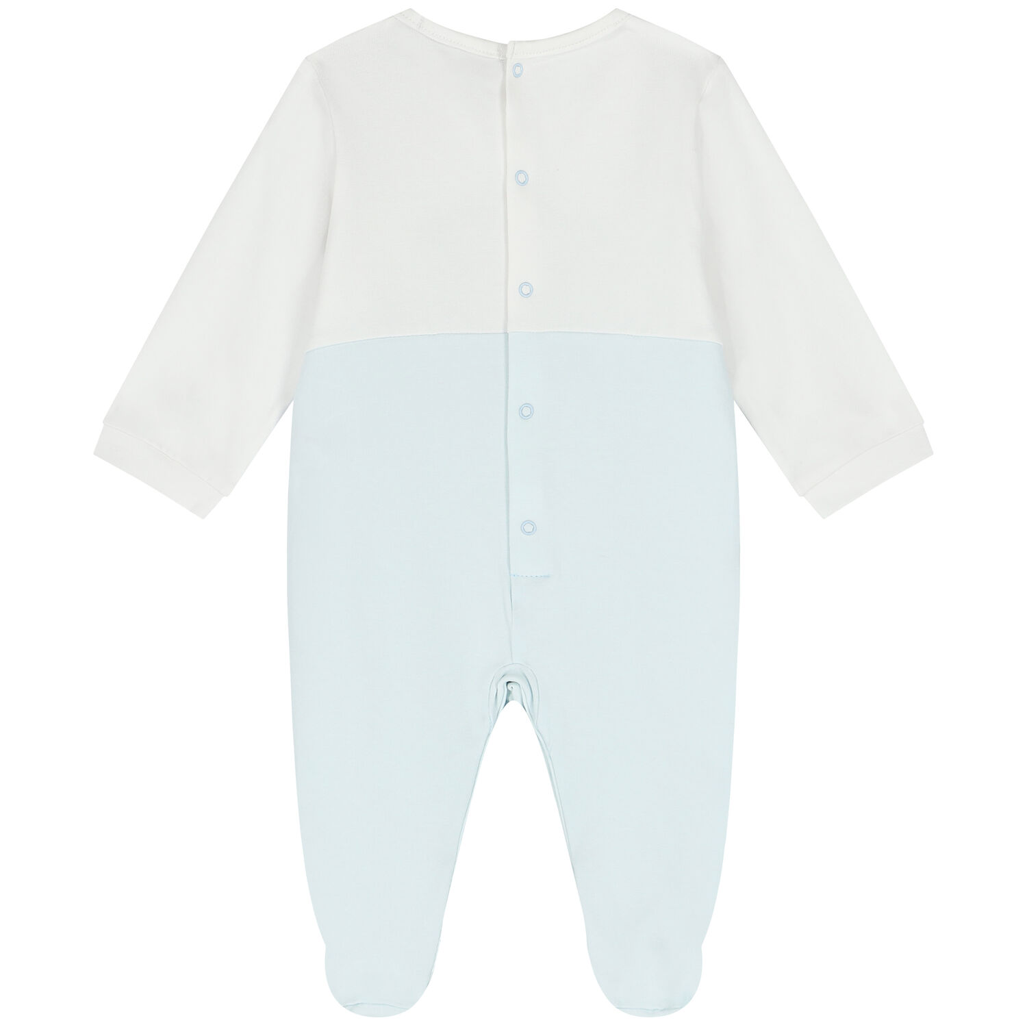 Baby Boys White & Blue Teddy Bear Babygrow, 1, hi-res