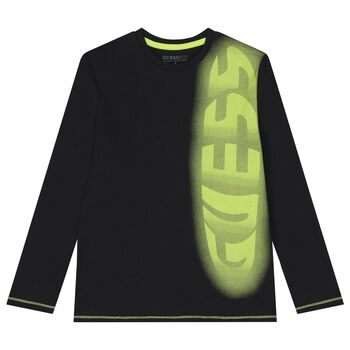Boys Black Logo Long Sleeve Top
