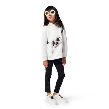 Girls Ivory Logo Bag Hooded Top