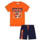 Boys Orange & Navy Tiger Shorts Set, 2, hi-res