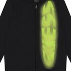 Boys Black Logo Hooded Zip Up Top, 1, hi-res