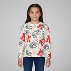 Girls White Varsity Logo Long Sleeve Top, 1, hi-res