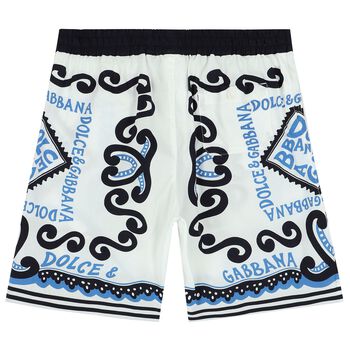 White & Blue Logo Marina Shorts