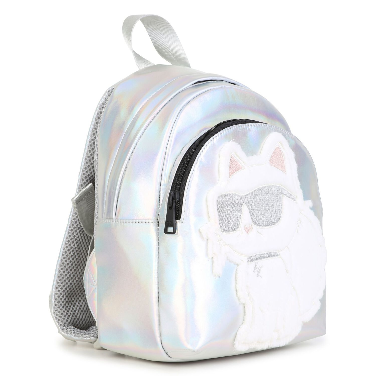 Girls Silver Iridescent Choupette Backpack ( 27cm ), 1, hi-res