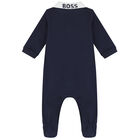 Baby Boys Navy Blue Logo Babygrow, 3, hi-res