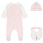 Baby Girls Pink & White Logo Babygrow Gift Set, 1, hi-res