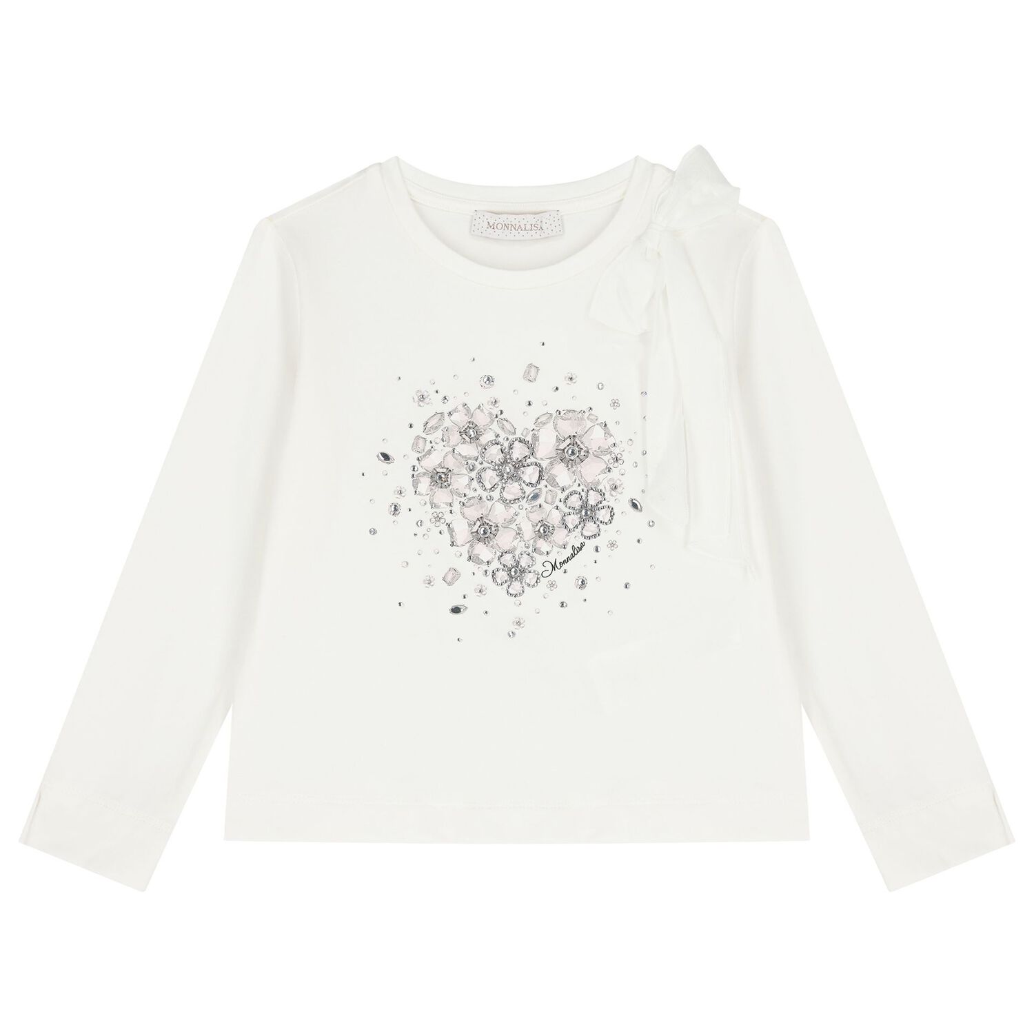 Girls White & Ivory Embellished Floral Skirt Set, 1, hi-res