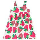 Girls White & Pink Strawberry Dress, 1, hi-res