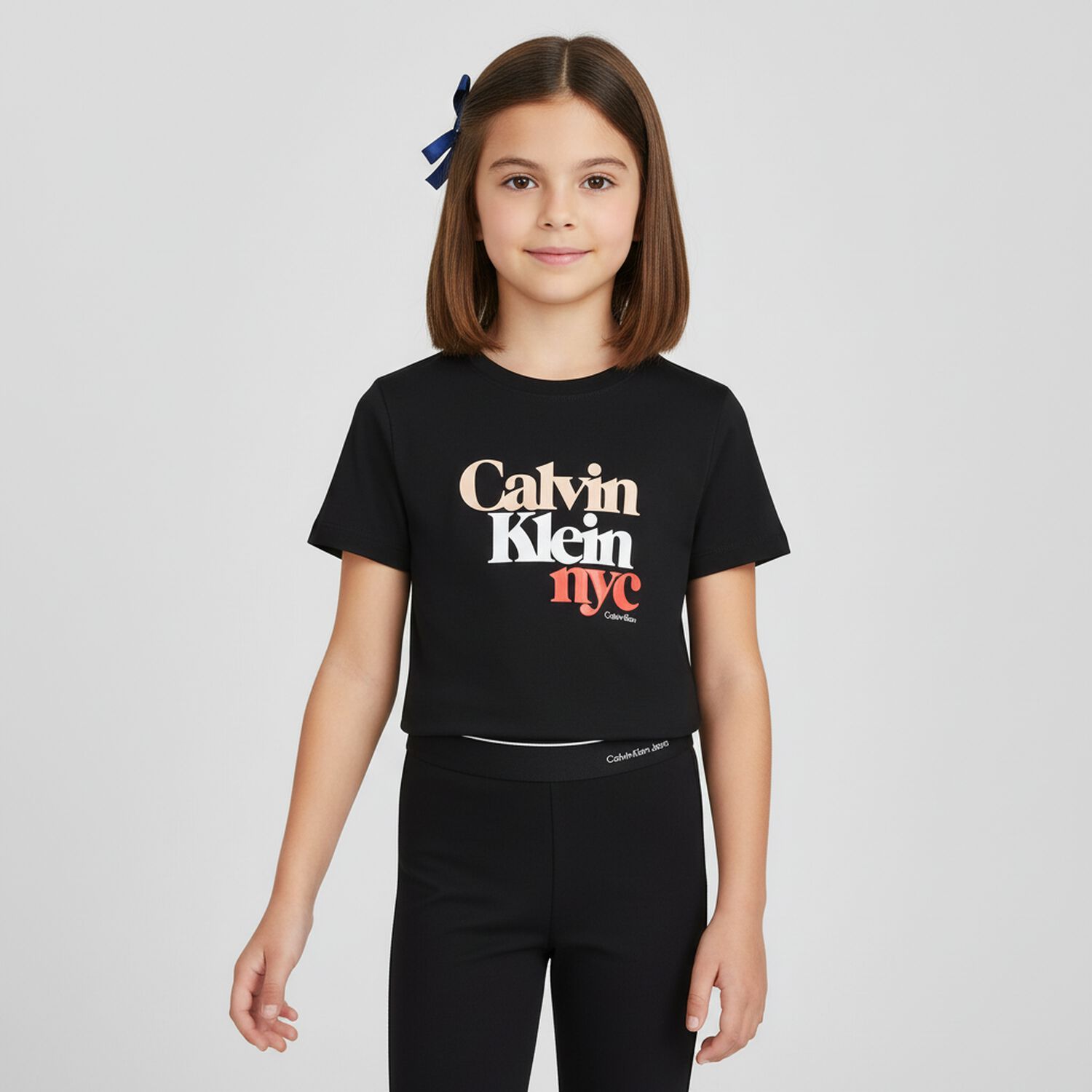 Girls Black Logo T-Shirt, 1, hi-res image number null