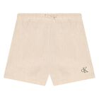 Younger Boys Beige Logo Shorts Set, 1, hi-res