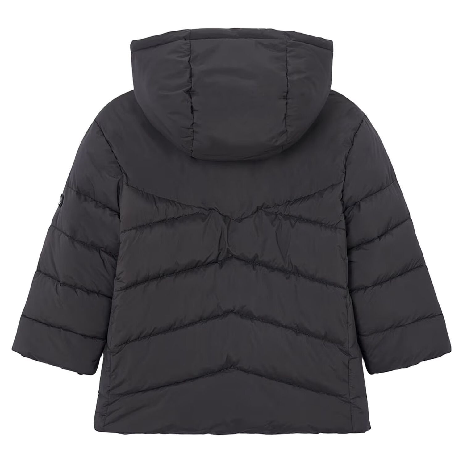 Boys Grey Long Quilted Jacket, 1, hi-res