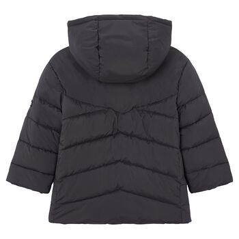 Boys Grey Long Quilted Jacket