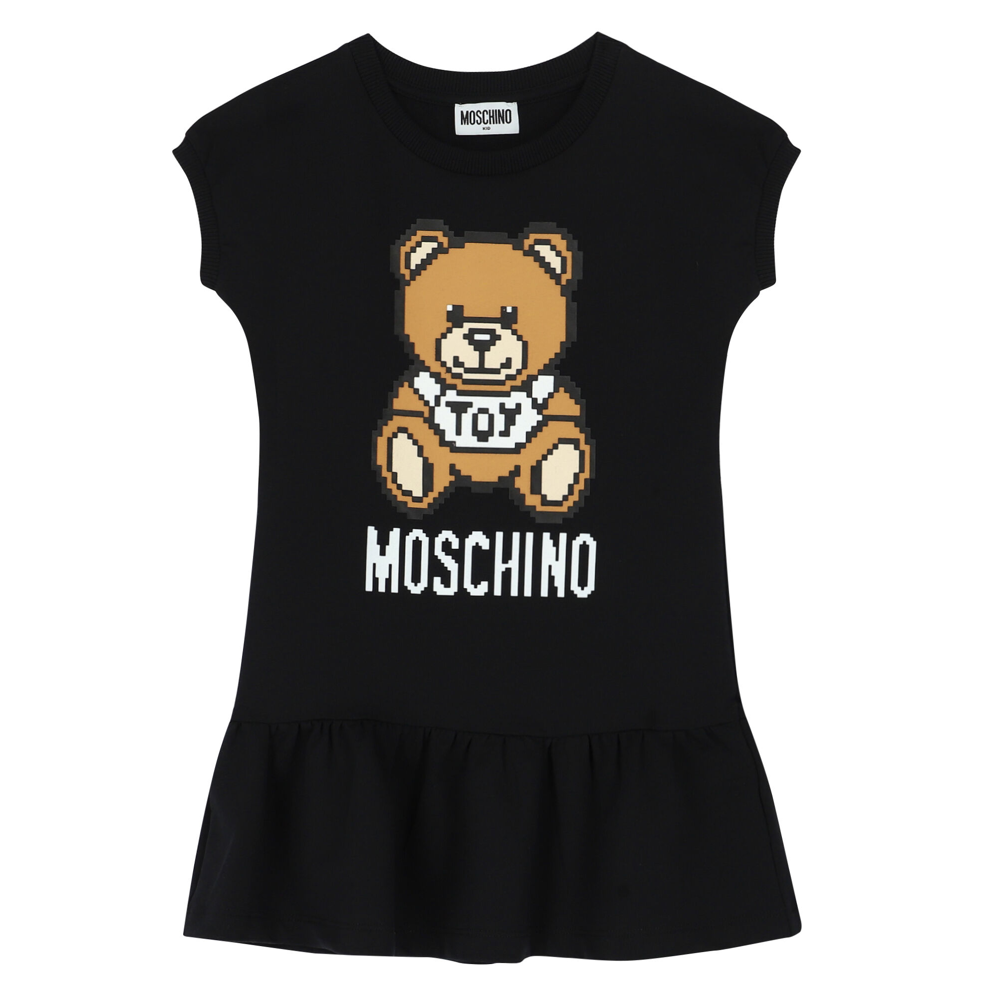 Moschino Girls Black Teddy Logo Dress Junior Couture UK