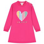 Girls Pink Heart Sweatshirt Dress Set, 1, hi-res