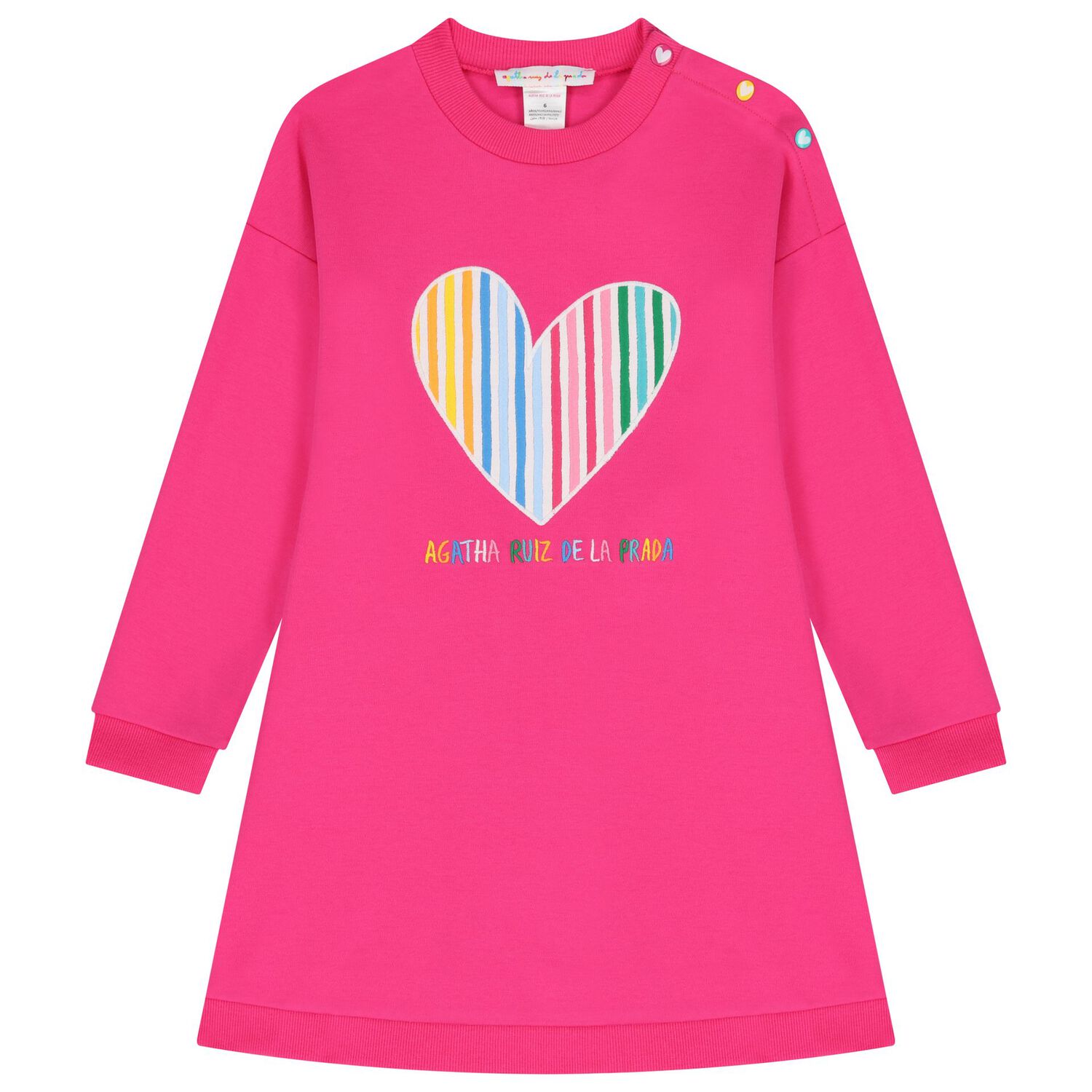 Girls Pink Heart Sweatshirt Dress Set, 1, hi-res