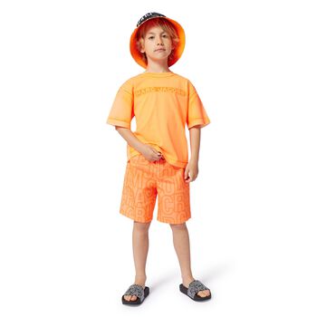 Boys Orange Logo Swim Shorts