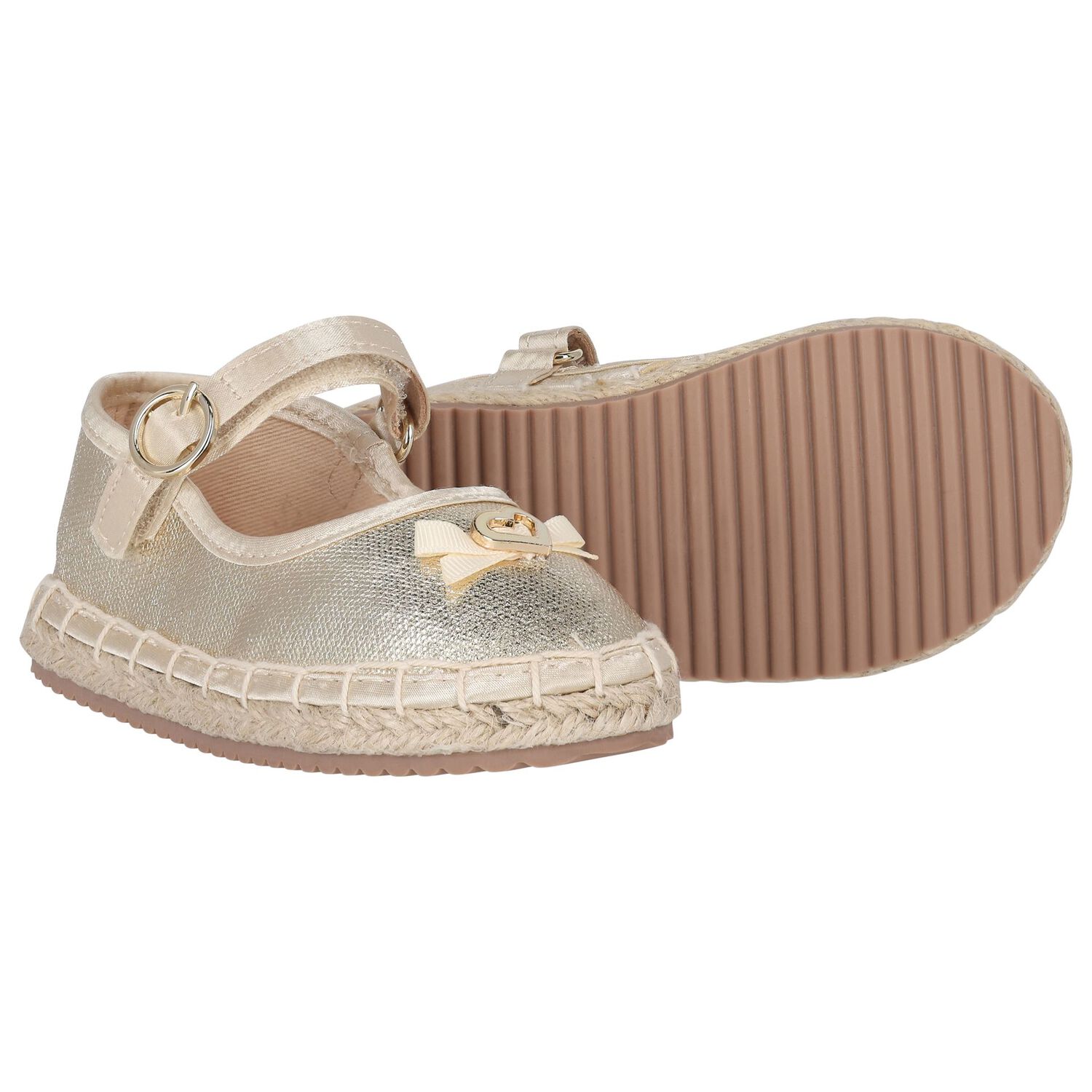 Baby Girls Gold Espadrilles, 1, hi-res